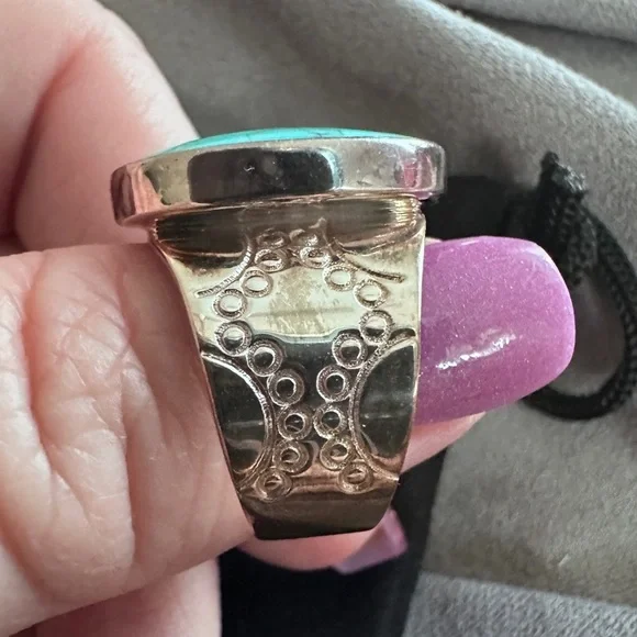 Honeycomb design turquoise ring in sterling silver by Jay King - Picture 12 of 14